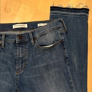 Banana Republic Straight Crop jeans uncuffed raw hems light distressed details